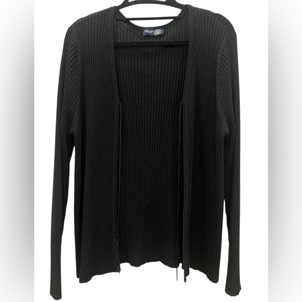 Lane Bryant Vintage Black Ribbed Open Cardigan Size 14/16